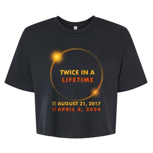 Twice In A Lifetime Solar Eclipse August 21 2017 April 8 2024 Bella+Canvas Jersey Crop Tee