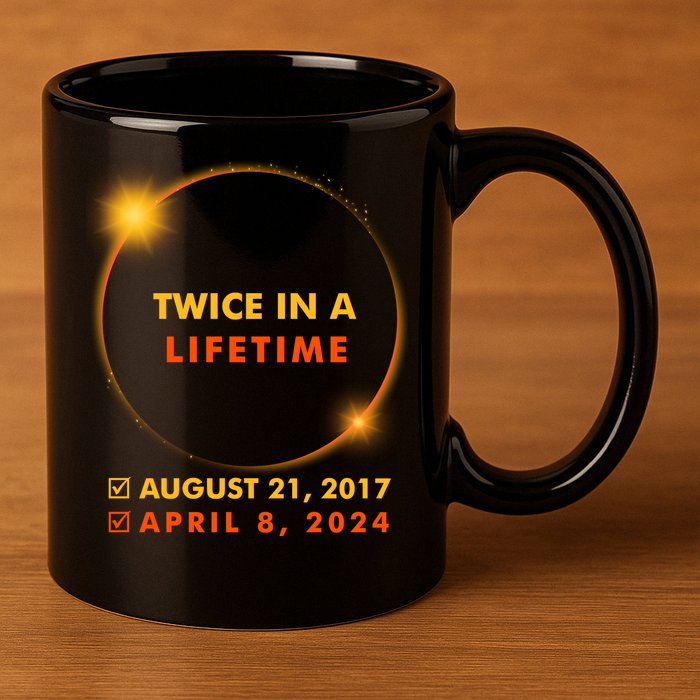 Twice In A Lifetime Solar Eclipse August 21 2017 April 8 2024 11oz C Handle Ceramic Mug