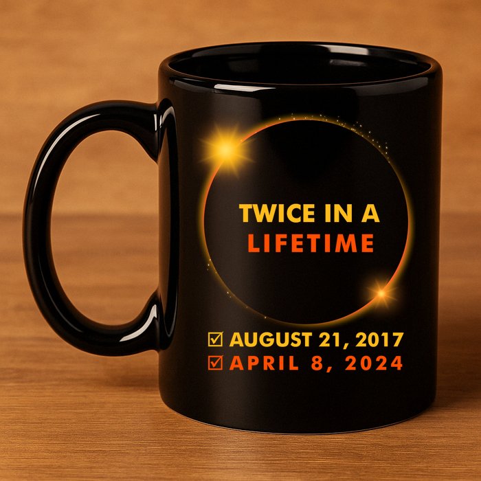Twice In A Lifetime Solar Eclipse August 21 2017 April 8 2024 11oz C Handle Ceramic Mug