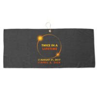 Twice In A Lifetime Solar Eclipse August 21 2017 April 8 2024 Large Microfiber Waffle Golf Towel