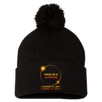 Twice In A Lifetime Solar Eclipse August 21 2017 April 8 2024 Pom Pom 12in Knit Beanie