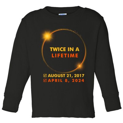 Twice In A Lifetime Solar Eclipse August 21 2017 April 8 2024 Toddler Long Sleeve Shirt