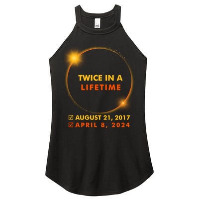 Twice In A Lifetime Solar Eclipse August 21 2017 April 8 2024 Women's Perfect Tri Rocker Tank