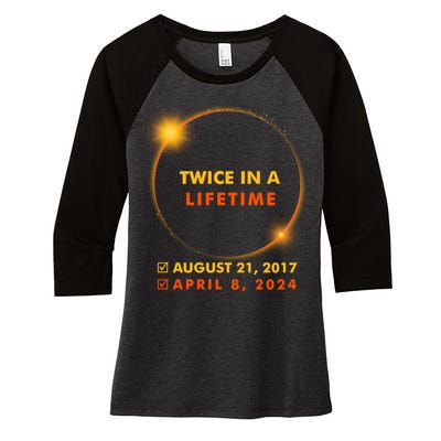 Twice In A Lifetime Solar Eclipse August 21 2017 April 8 2024 Women's Tri-Blend 3/4-Sleeve Raglan Shirt