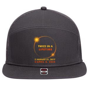 Twice In A Lifetime Solar Eclipse August 21 2017 April 8 2024 7 Panel Mesh Trucker Snapback Hat