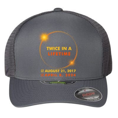 Twice In A Lifetime Solar Eclipse August 21 2017 April 8 2024 Flexfit Unipanel Trucker Cap