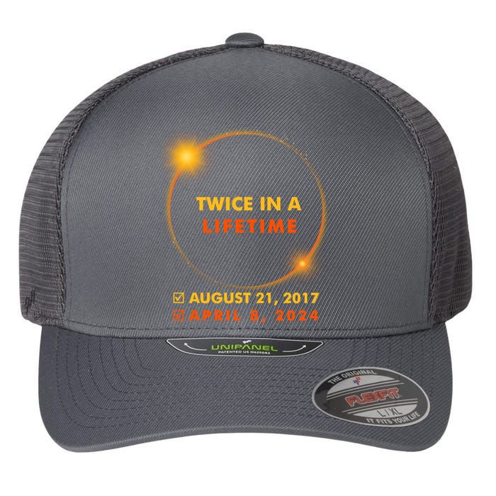 Twice In A Lifetime Solar Eclipse August 21 2017 April 8 2024 Flexfit Unipanel Trucker Cap