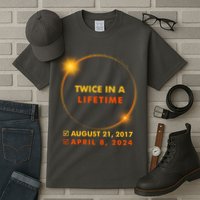 Twice In A Lifetime Solar Eclipse August 21 2017 April 8 2024 Tall T-Shirt