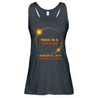 Twice In A Lifetime Solar Eclipse August 21 2017 April 8 2024 Ladies Essential Flowy Tank