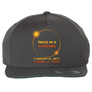 Twice In A Lifetime Solar Eclipse August 21 2017 April 8 2024 Wool Snapback Cap