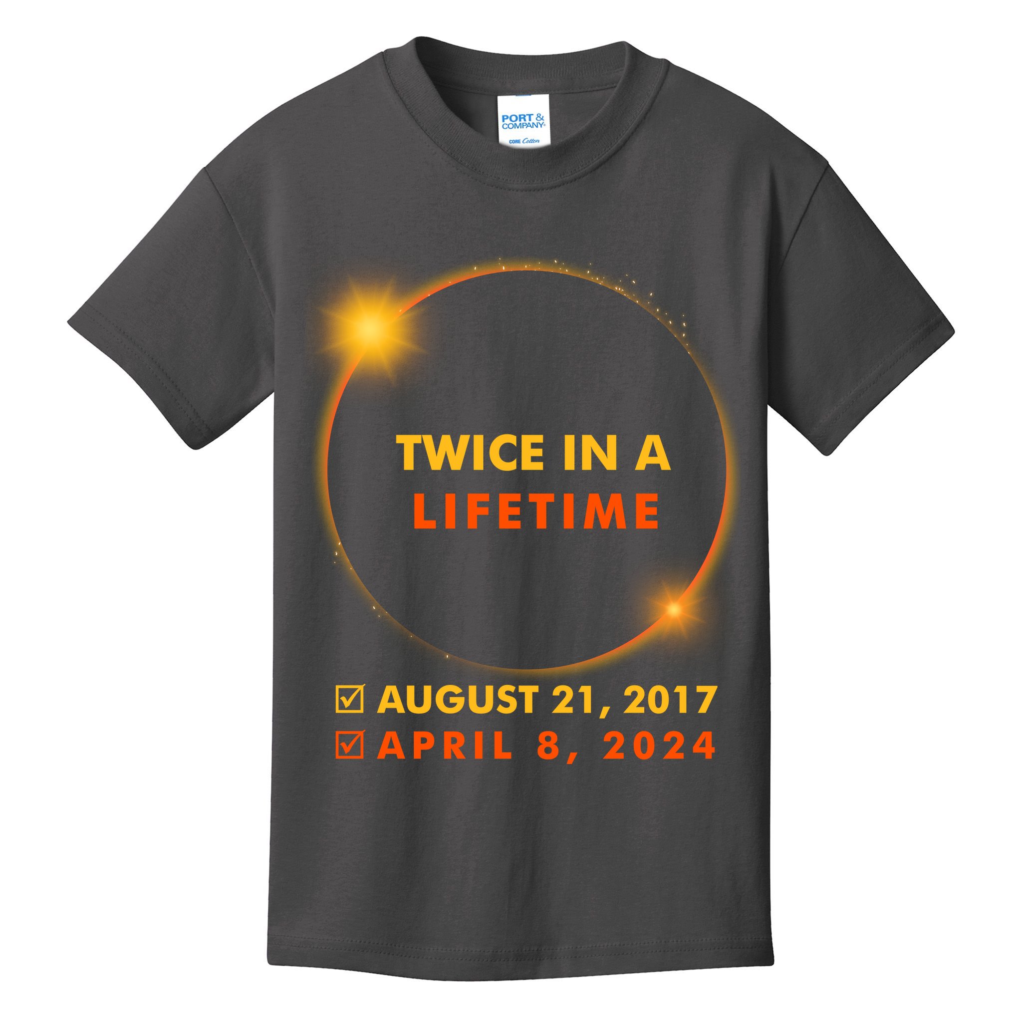 Twice In A Lifetime Solar Eclipse August 21 2017 April 8 2024 Kids T-Shirt