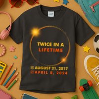Twice In A Lifetime Solar Eclipse August 21 2017 April 8 2024 Kids T-Shirt