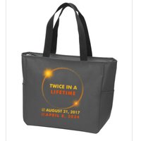Twice In A Lifetime Solar Eclipse August 21 2017 April 8 2024 Zip Tote Bag