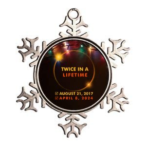 Twice In A Lifetime Solar Eclipse August 21 2017 April 8 2024 Metallic Star Ornament