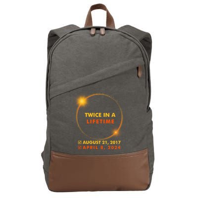 Twice In A Lifetime Solar Eclipse August 21 2017 April 8 2024 Cotton Canvas Backpack