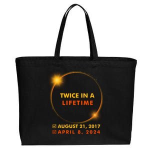 Twice In A Lifetime Solar Eclipse August 21 2017 April 8 2024 Cotton Canvas Jumbo Tote