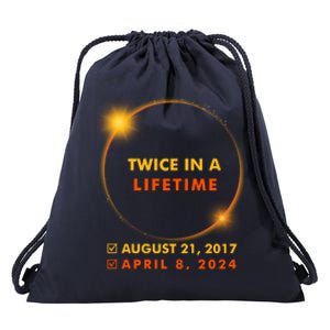 Twice In A Lifetime Solar Eclipse August 21 2017 April 8 2024 Drawstring Bag