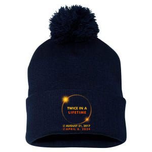 Twice In A Lifetime Solar Eclipse August 21 2017 April 8 2024 Pom Pom 12in Knit Beanie