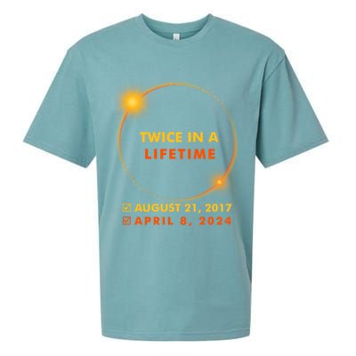Twice In A Lifetime Solar Eclipse August 21 2017 April 8 2024 Sueded Cloud Jersey T-Shirt