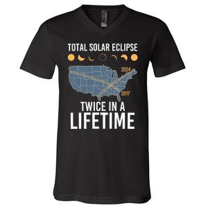 Twice In A Lifetime Solar Eclipse 2024 Total Eclipse V-Neck T-Shirt