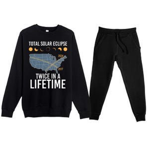 Twice In A Lifetime Solar Eclipse 2024 Total Eclipse Premium Crewneck Sweatsuit Set