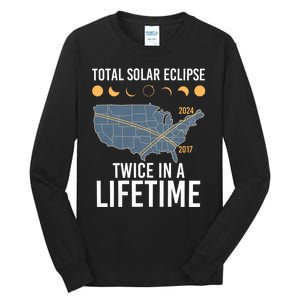 Twice In A Lifetime Solar Eclipse 2024 Total Eclipse Tall Long Sleeve T-Shirt