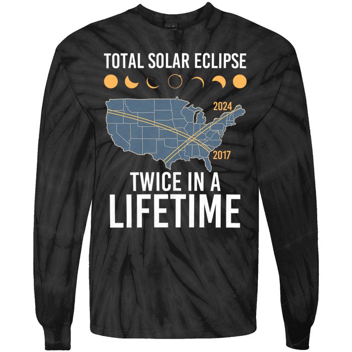 Twice In A Lifetime Solar Eclipse 2024 Total Eclipse Tie-Dye Long Sleeve Shirt