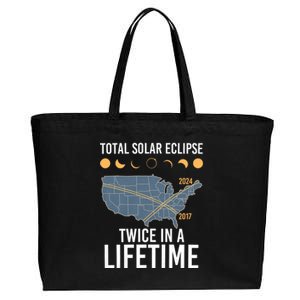 Twice In A Lifetime Solar Eclipse 2024 Total Eclipse Cotton Canvas Jumbo Tote