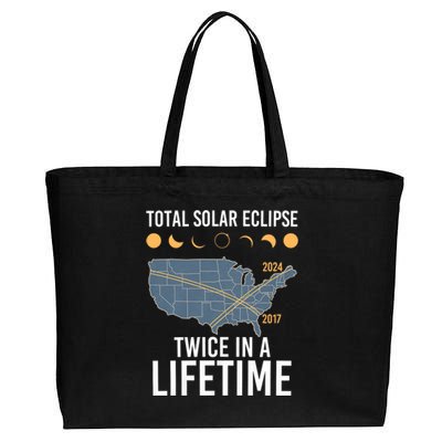 Twice In A Lifetime Solar Eclipse 2024 Total Eclipse Cotton Canvas Jumbo Tote