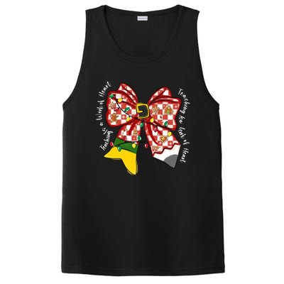 Teaching Is A Work Of Heart Christmas Teacher Coquette Bow Great Gift PosiCharge Competitor Tank