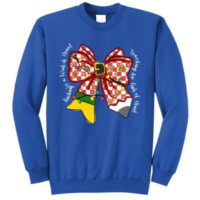 Teaching Is A Work Of Heart Christmas Teacher Coquette Bow Great Gift Sweatshirt