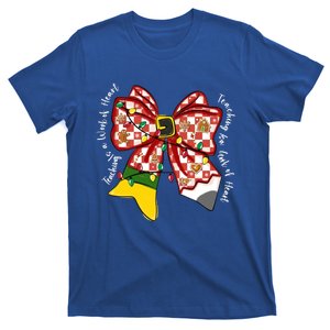 Teaching Is A Work Of Heart Christmas Teacher Coquette Bow Great Gift T-Shirt