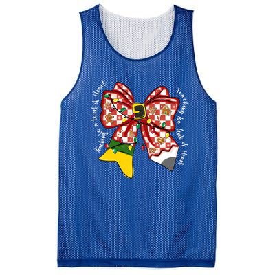 Teaching Is A Work Of Heart Christmas Teacher Coquette Bow Great Gift Mesh Reversible Basketball Jersey Tank