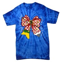 Teaching Is A Work Of Heart Christmas Teacher Coquette Bow Great Gift Tie-Dye T-Shirt