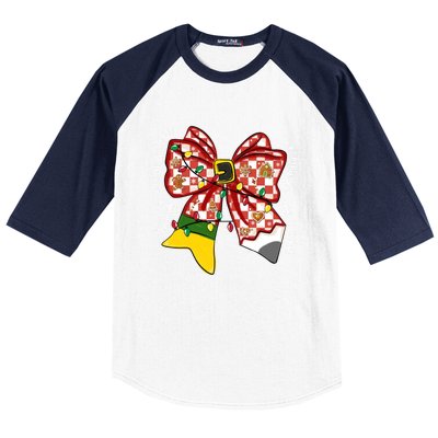 Teaching Is A Work Of Heart Christmas Teacher Coquette Bow Great Gift Baseball Sleeve Shirt