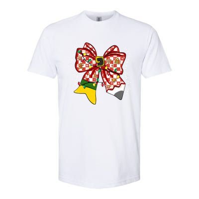 Teaching Is A Work Of Heart Christmas Teacher Coquette Bow Great Gift Softstyle CVC T-Shirt