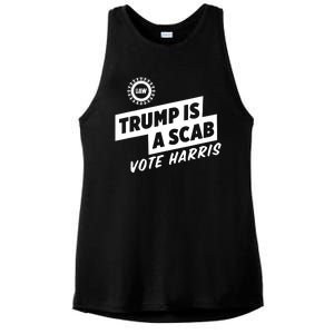 Trump Is A Scab Vote Harris Ladies PosiCharge Tri-Blend Wicking Tank