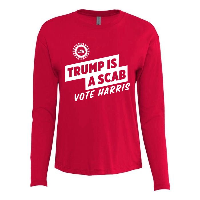 Trump Is A Scab Vote Harris Womens Cotton Relaxed Long Sleeve T-Shirt