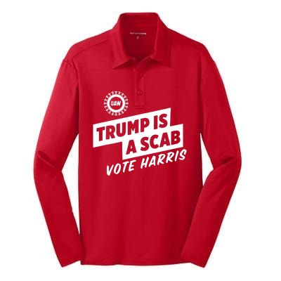 Trump Is A Scab Vote Harris Silk Touch Performance Long Sleeve Polo