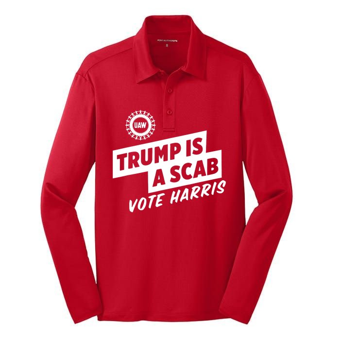 Trump Is A Scab Vote Harris Silk Touch Performance Long Sleeve Polo