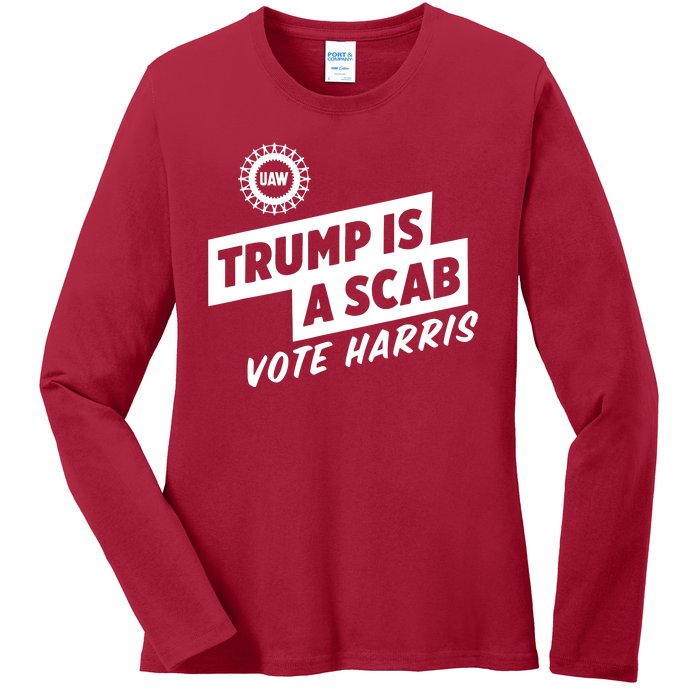 Trump Is A Scab Vote Harris Ladies Long Sleeve Shirt