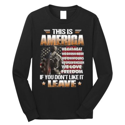 This Is America We Eat Meat We Drink Beer Long Sleeve Shirt