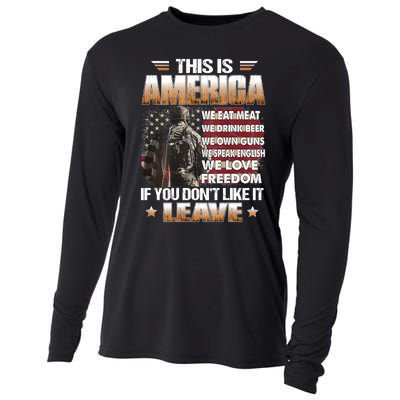 This Is America We Eat Meat We Drink Beer Cooling Performance Long Sleeve Crew