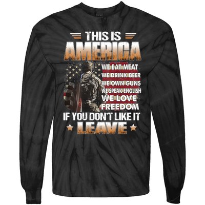 This Is America We Eat Meat We Drink Beer Tie-Dye Long Sleeve Shirt