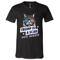 Trump Is A Scab Vote Harris 2024 V-Neck T-Shirt