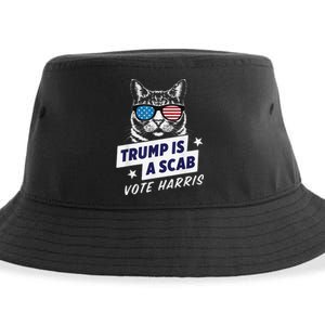 Trump Is A Scab Vote Harris 2024 Sustainable Bucket Hat