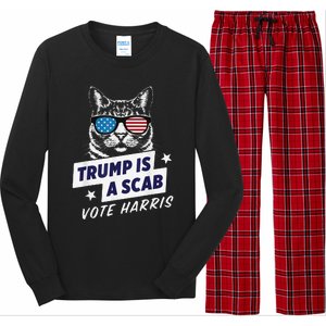 Trump Is A Scab Vote Harris 2024 Long Sleeve Pajama Set