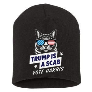 Trump Is A Scab Vote Harris 2024 Short Acrylic Beanie