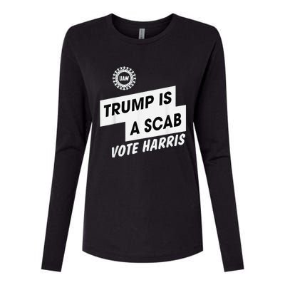 Trump Is A Scab Vote Harris Kamala 2024 Womens Cotton Relaxed Long Sleeve T-Shirt