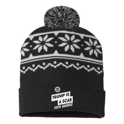 Trump Is A Scab Vote Harris Kamala 2024 USA-Made Snowflake Beanie